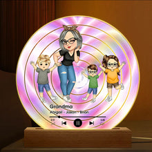 Load image into Gallery viewer, "A Personalized Touch of Love - Turban Grandma Decorative Vinyl Record With Grandkids - Custom Gift for Grandma, Mom & Kids" 3D Led Light PopCulturePrints