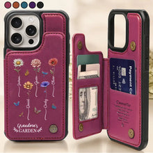 Load image into Gallery viewer, Celebrate Her Unique Bloom - Personalized Leather Flip Wallet Phone Case for Grandma Leather Flip Wallet Phone Case PopCulturePrints