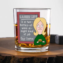 Load image into Gallery viewer, Raising Kids is a Two-Bottles-of-Wine-a-Night Kind of Job - Personalized Whiskey Glass - Perfect Gift for Mom, Grandma, and More Whiskey Glass PopCulturePrints