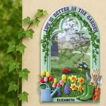 Load image into Gallery viewer, "Life is Better in the Garden" - Personalized Gardening Wall Hanging Mirror - Unique Gift for Gardeners, Plant Lovers, and Home Decor Enthusiasts Mirror PopCulturePrints