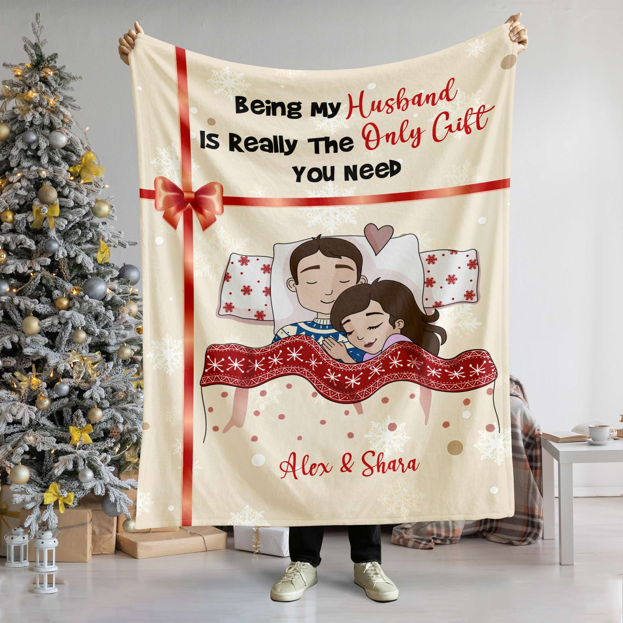 Customized Couple's Christmas Blanket | Perfect Valentine's Day Gifts for Winter Blanket PopCulturePrints