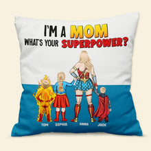 Load image into Gallery viewer, Super Mom Personalized Throw Pillow - Custom Name Gift Pillow PopCulturePrints