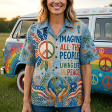 Load image into Gallery viewer, Imagine All the People Living Life in Peace - Personalized Hawaiian Shirt for Peace Lovers Hawaiian Shirts PopCulturePrints