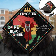Load image into Gallery viewer, Celebrate Your Achievement - Dope Black King Queen - Personalized Graduation Cap Topper Graduation Cap Topper PopCulturePrints