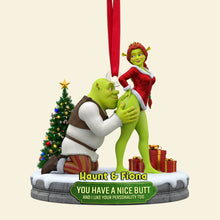 Load image into Gallery viewer, Cheeky Kisses Couple Acrylic Ornament - Personalized Gift for Fun-Loving Couples Ornament PopCulturePrints