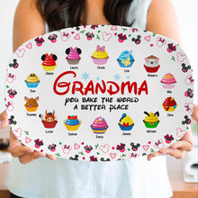 Load image into Gallery viewer, Personalized Grandma Cupcake Plate - You Bake The World a Better Place Resin Plate PopCulturePrints