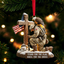 Load image into Gallery viewer, Stand for the Flag, Kneel for the Cross - Faithful Warrior Christmas Ornament - Personalized Gift for Veterans Ornament PopCulturePrints