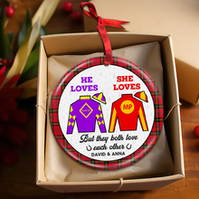 Load image into Gallery viewer, Personalized Horse Racing Ornament for Couples - Valentine's Day Gifts Ornament PopCulturePrints