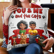 Load image into Gallery viewer, "You And Me And The Cats" - Personalized 3D Effect Pillow - Perfect Gift for Cat Lovers and Families Pillow PopCulturePrints