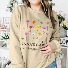 Load image into Gallery viewer, Nana's Garden Personalized Birth Month Flower Shirt Shirts PopCulturePrints