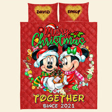 Load image into Gallery viewer, Personalized Christmas Quilt Bed Set for Couples - Valentine's Day Gifts Blanket PopCulturePrints