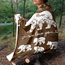 Load image into Gallery viewer, Mama Bear We Love You - Personalized Sherpa Blanket | Custom Gift for Mom, Grandma & Loved Ones Fleece Blanket PopCulturePrints