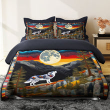 Load image into Gallery viewer, Howling Wolf Quilt Bed Set - Perfect Gifts for Wolf Lovers Blanket PopCulturePrints