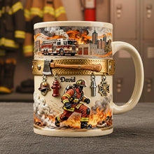 Load image into Gallery viewer, “Bravery in Every Sip” - Brave Firefighter Coffee Mug - Personalized Gifts for Firefighters Coffee Mug PopCulturePrints