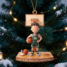 Load image into Gallery viewer, Just a Boy Who Loves Basketball - Personalized Christmas Ornament
