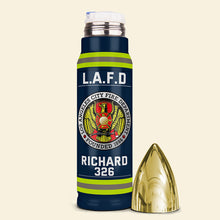 Load image into Gallery viewer, Custom Firefighter Bullet Tumbler - Personalized Fire Station Gift with Name & Number Tumbler Cup PopCulturePrints