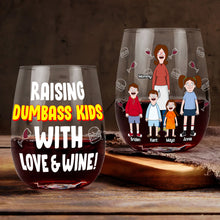 Load image into Gallery viewer, Raising Dumbass Kids With Love & Wine - Personalized Egg Cup for Mom Glass Egg Cup PopCulturePrints