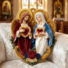 Load image into Gallery viewer, Sacred Hearts Christian Pillow - Personalized Gift for Faith-filled Families Pillow PopCulturePrints