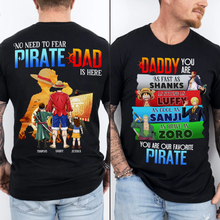 Load image into Gallery viewer, “No Need to Fear, Pirate Dad is Here” - Personalized Pirate Dad Shirt - Perfect Gift for Dads, Grandpas, and More! Shirts PopCulturePrints