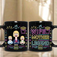 Load image into Gallery viewer, Wife, Mother, Legend - Personalized Black Mug for Mom Coffee Mug PopCulturePrints