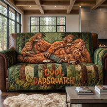 Load image into Gallery viewer, “Cool Dadsquatch” - Personalized Fun Sasquatch Dad Resting Quilted Sofa Cover - Perfect Gift for Dads, Moms, and Grandmas! Sofa Cover PopCulturePrints