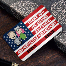 Load image into Gallery viewer, "Thank You for Serving Our Country" - Personalized Aluminum Wallet Card Gift for Veteran Couples Wallet Card PopCulturePrints