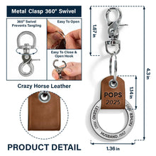 Load image into Gallery viewer, Legend Husband Dad Papa I Just Get Better - Personalized Leather Coordinates Keychain Leather Coordinates Keychain PopCulturePrints