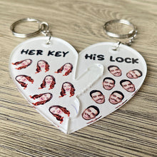 Load image into Gallery viewer, Personalized Couple Keychains – Her Key & His Lock Keychains PopCulturePrints