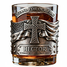 Load image into Gallery viewer, I Stand for Our Flag - Personalized Veteran 11oz Round Glass Glass PopCulturePrints