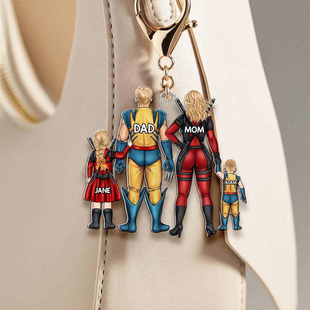Family Is Our Superpower - Personalized Keychain for Dad, Mom, Kids Keychains PopCulturePrints