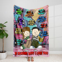 Load image into Gallery viewer, Personalized Couples Blanket - 10 Reasons Why I Love You Blanket PopCulturePrints