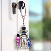 Load image into Gallery viewer, "Celebrate Your Power Dad - Personalized Keychain for the Super Dads" Keychains PopCulturePrints