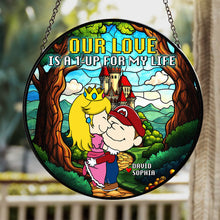 Load image into Gallery viewer, Personalized Stained Glass Ornament: 'Our Love Is A 1-UP For My Life' Ornament PopCulturePrints