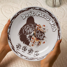 Load image into Gallery viewer, "Don't Mess With Mama Bear" - Personalized Ceramic Round Plate - Gift for Mom, Grandma, and More Ceramic Round Plate PopCulturePrints