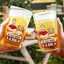 Load image into Gallery viewer, A Man Can't Survive On Beer Alone - Personalized Beer Glass - Perfect Gift for Dad, Grandpa, and Beer Lovers Beer Glass PopCulturePrints
