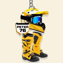 Load image into Gallery viewer, Custom Motocross Lover Keychain with Name and Number Keychains PopCulturePrints