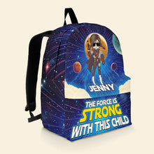 Load image into Gallery viewer, Personalized Space Adventure Kid's Backpack - The Force is Strong with Your Child Backpack PopCulturePrints