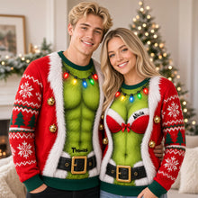 Load image into Gallery viewer, “Naughty or Nice?” Funny Couple Christmas Shirt - Personalized Gift For Couples AOP Products PopCulturePrints