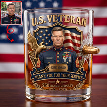 Load image into Gallery viewer, "Thank You for Your Service" - Personalized Bullet Glass for Veterans Glass PopCulturePrints