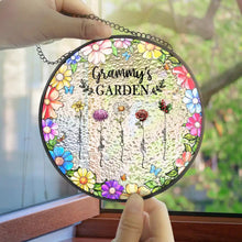 Load image into Gallery viewer, Blooming Memories - Personalized Stained Glass Window Hanging Suncatcher for Grandma Suncatcher Ornament PopCulturePrints