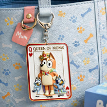 Load image into Gallery viewer, Queen of Moms Keychain - Personalized Gift for Moms and Grandmas Keychains PopCulturePrints
