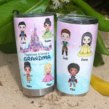 Load image into Gallery viewer, Personalized Grandma Tumbler with Grandkids - Princess and Prince Theme Tumbler Cup PopCulturePrints