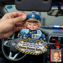 Load image into Gallery viewer, “Come Home Safe, Daddy!” - Custom Photo Car Vision for Police Officer Dads Car Visor Clip PopCulturePrints