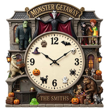 Load image into Gallery viewer, "Time for a Spooktacular Halloween" - Conjuring Mansion Hanging Wall Clock, Personalized Gift for Halloween Enthusiasts