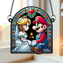 Load image into Gallery viewer, Personalized Mario & Peach Acrylic Suncatcher Ornament for Couples Suncatcher PopCulturePrints