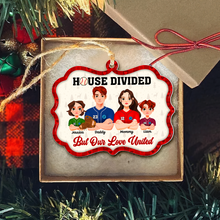 Load image into Gallery viewer, Personalized Baseball Family Christmas Ornament - House Divided, United in Love Ornament PopCulturePrints