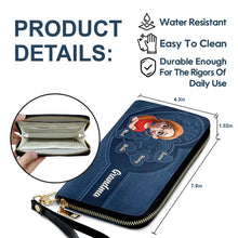 Load image into Gallery viewer, "Cherish the Moments, Grandma's Heart Full of Love" - Personalized Leather Long Wallet - Gift for Grandma, Mom, and Loved Ones Leather Long Wallet PopCulturePrints