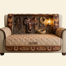 Load image into Gallery viewer, Saddle Up Your Style: Personalized Horse Workshop Sofa Cover - Perfect Gift for Horse Lovers Sofa Cover PopCulturePrints