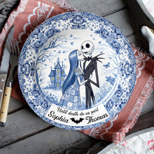 Load image into Gallery viewer, Until Death Do Us Part - Spooky Couple Ceramic Round Plate - Personalized Gift for Couples Ceramic Round Plate PopCulturePrints