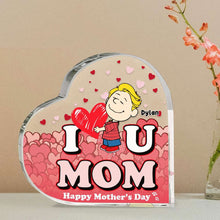 Load image into Gallery viewer, "I Love You, Mom" - Personalized Heart Plaque - Perfect Gift for Moms and Grandmas - Happy Mother's Day Shaped Plaques PopCulturePrints
